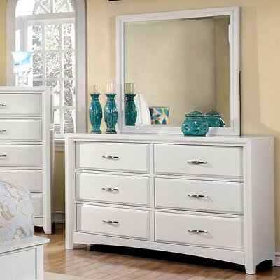 Charla 6 Drawer Double Dresser With Mirror Darby Home Co Color White