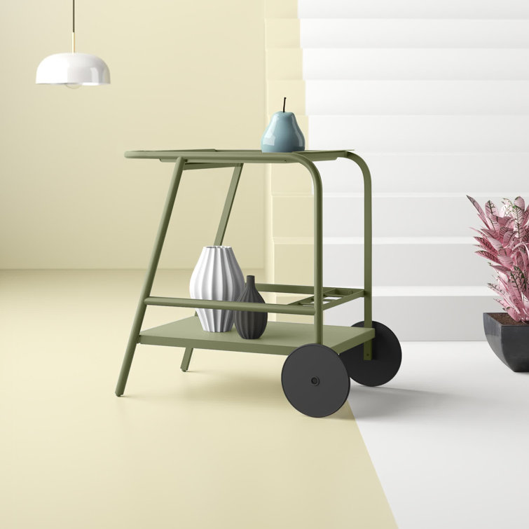 Hashtag Home Forsman 18.9'' Wide Bar Cart with Removable Serving Tray and Wine Bottle Storage