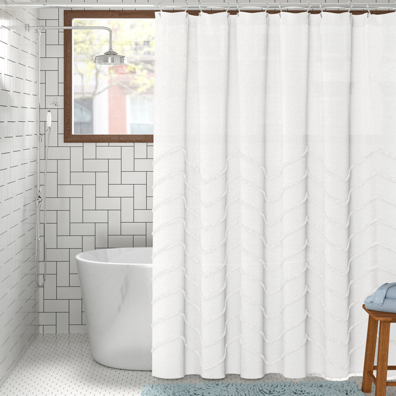 Foundstone Maya 100 Cotton Chenille Chevron Shower Curtain