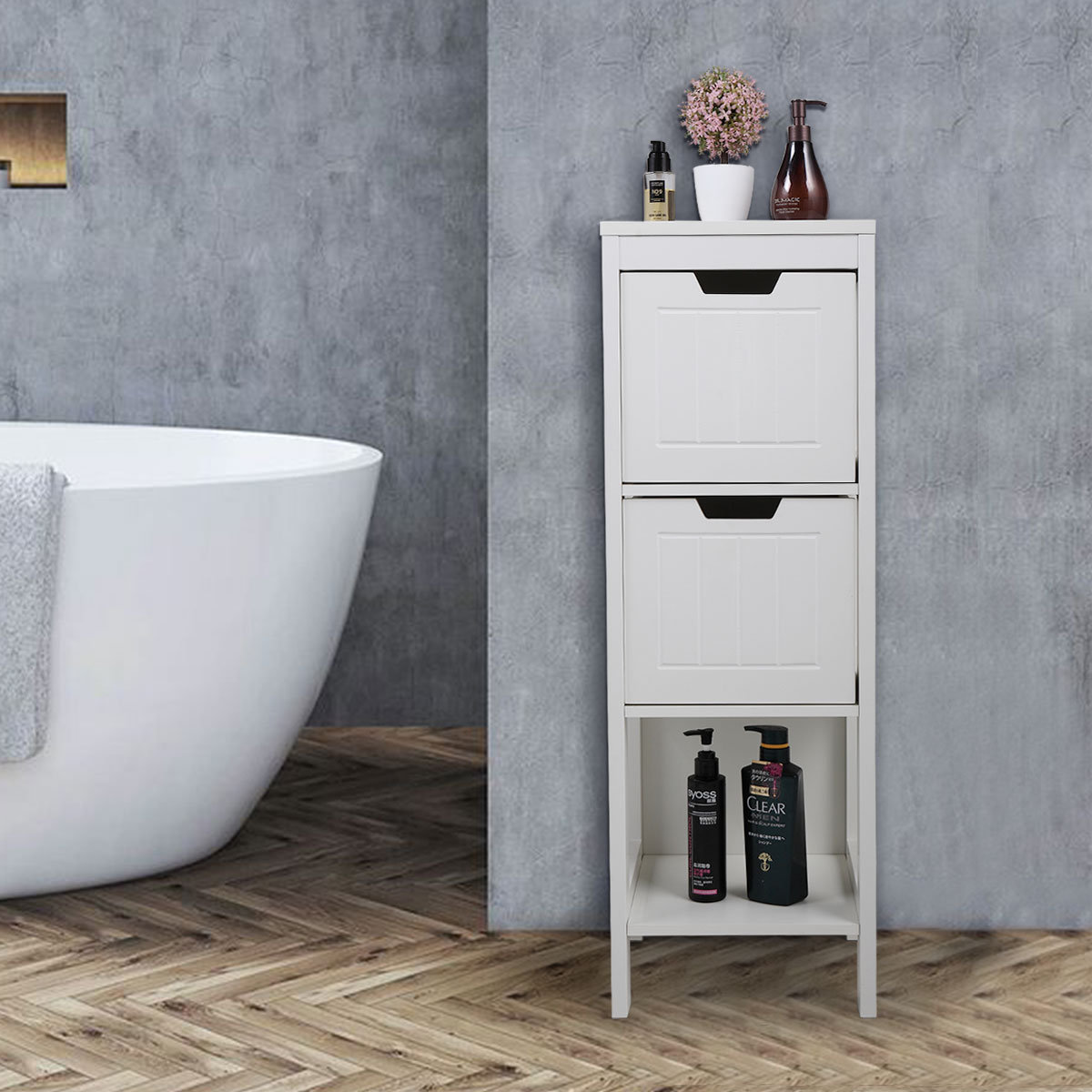 Latitude Run Trill 11 8 W X 35 2 H X 11 9 D Free Standing Bathroom Shelves Wayfair
