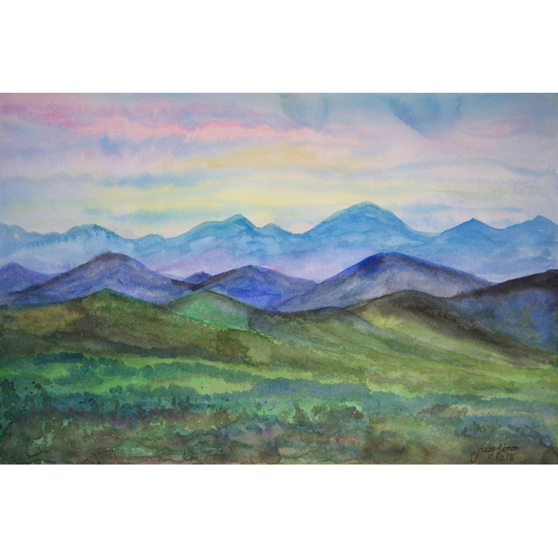 Latitude Run Behind The Mountains Watercolor Painting Print On Wrapped Canvas Reviews Wayfair