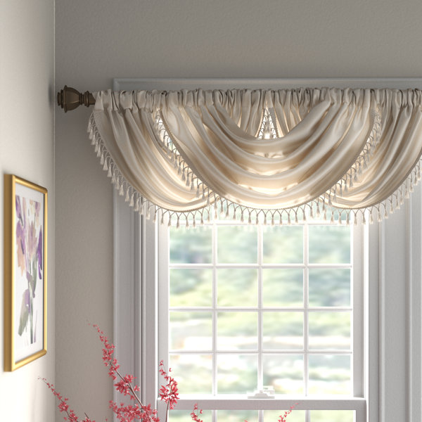 1 Small Swag Window Valance Faux Silk or Foam Lined Blackout Waterfall Design 