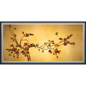 'Birds on Plum Tree' Framed Painting Print