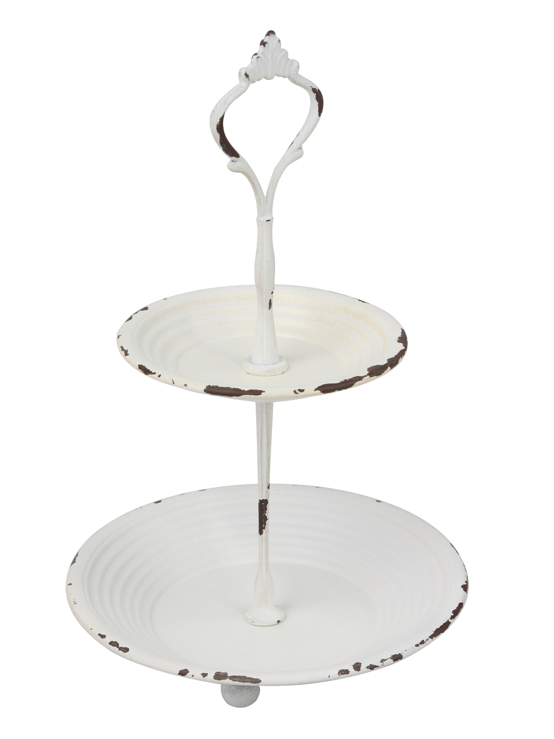 2 Tier White Decorative Metal Tray,Round Tier Tray,Housewarning Gift 