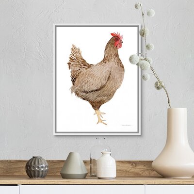 Life on the Farm Chicken Element III - Print on Canvas August Grove® Format: White Floater Framed, Size: 16