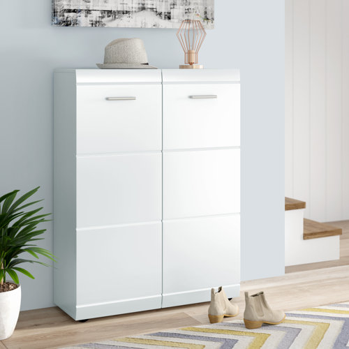 Mobel Wohnen Schuhschrank Junos Kommode In Weiss Hochglanz Und Hirnholz Schubladen Schrankchen