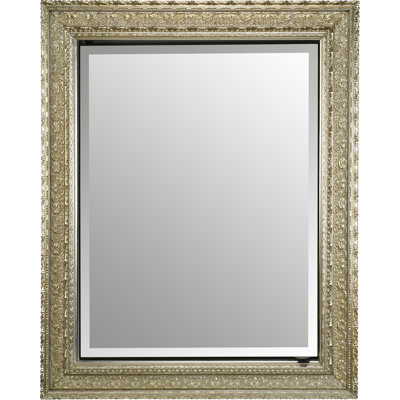 Mirrored Bevelled Photo Frame In Antique Silver With Detailed Edge 8x10