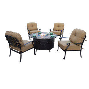 Bullington 5-Piece Fire Pit Chat Multiple Chairs Seating Group Set With Cushions And Pillows by Canora Grey Comparison