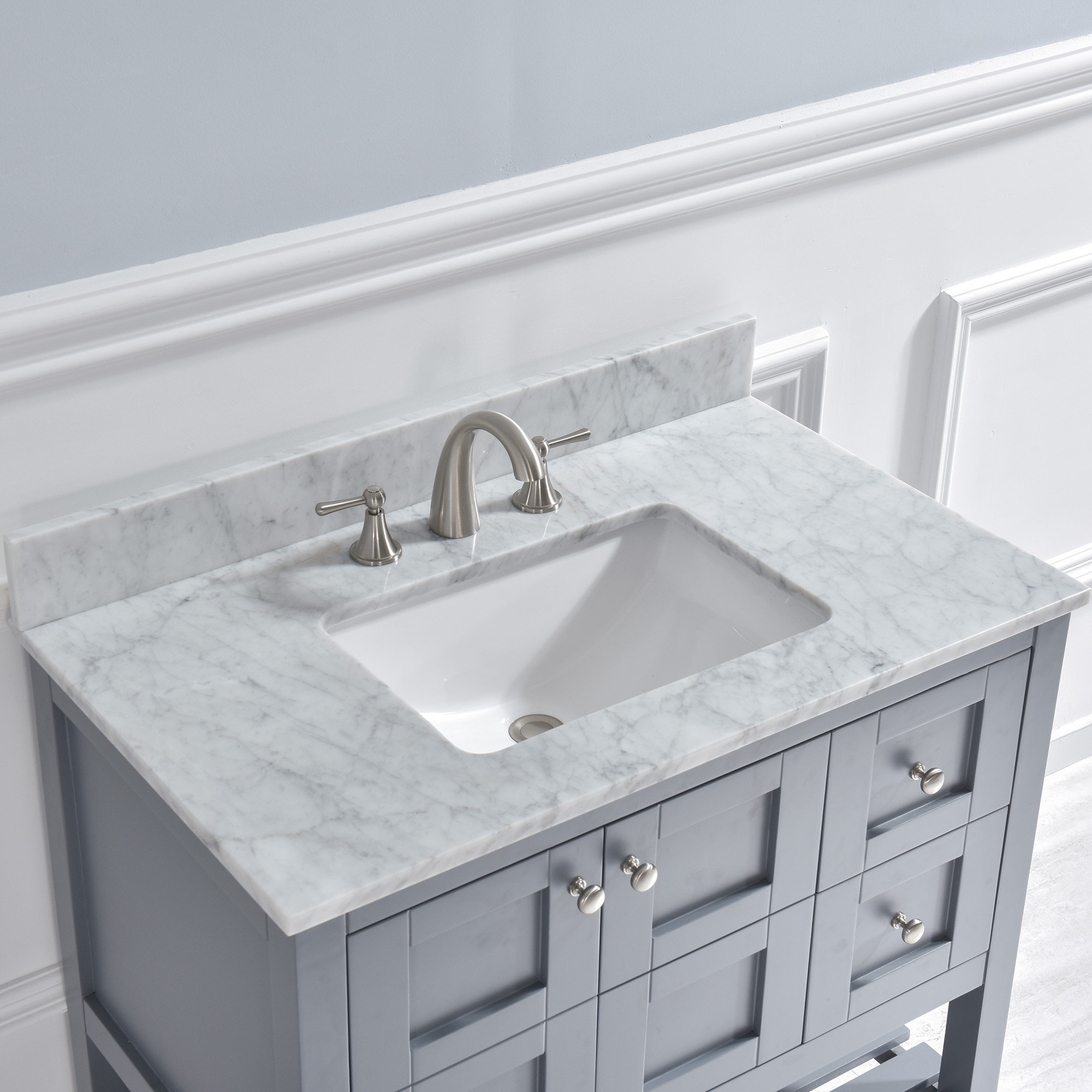 Woodbridge 37 Single Bathroom Vanity Top In Carra White With Sink