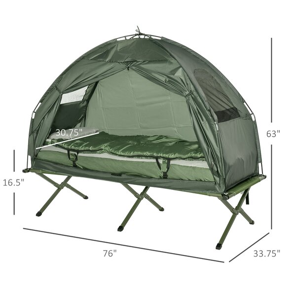 Deluxe 4-in-1 Compact Folding Shelter Tent with Sleeping Bag Air Mattress Pillow