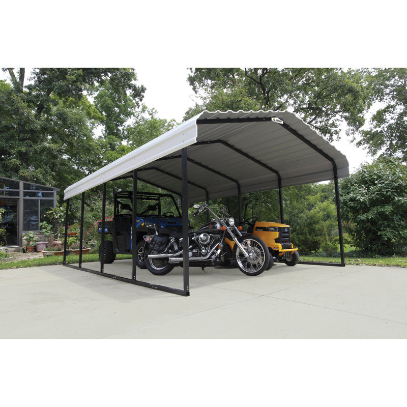 Shelterlogic Steel Carport 12 Ft X 20 Ft Canopy Reviews Wayfair