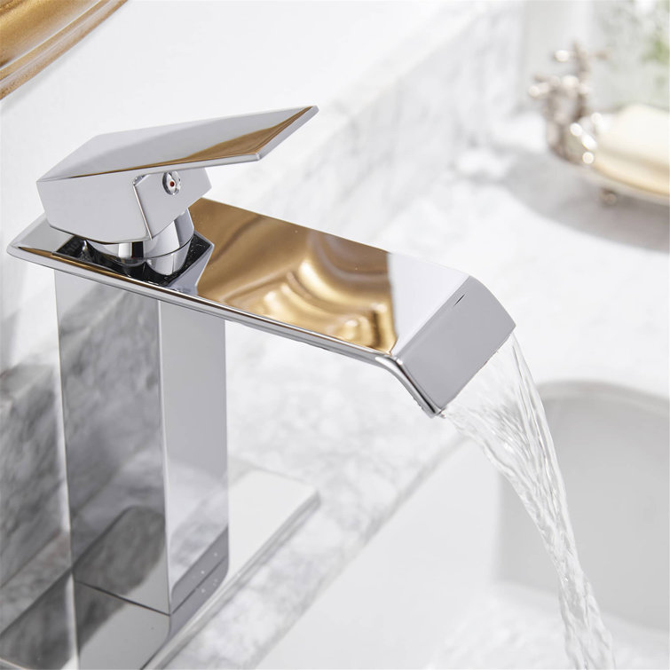 Single Lever Waterfall Bathroom Sink Faucet Vanity Lavatory Mixer Tap W/Drain 