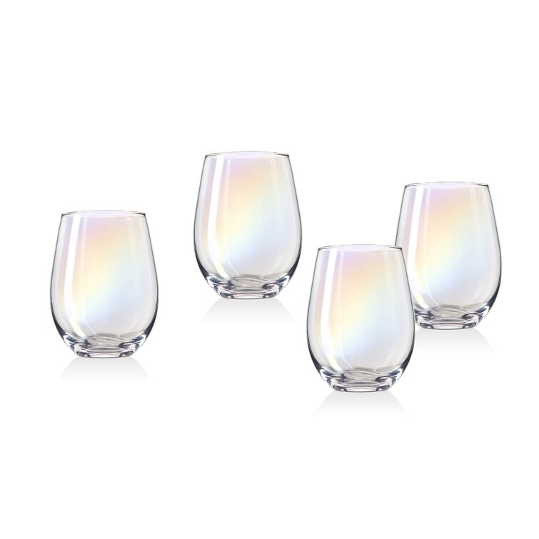 iridescent stemless prosecco glasses