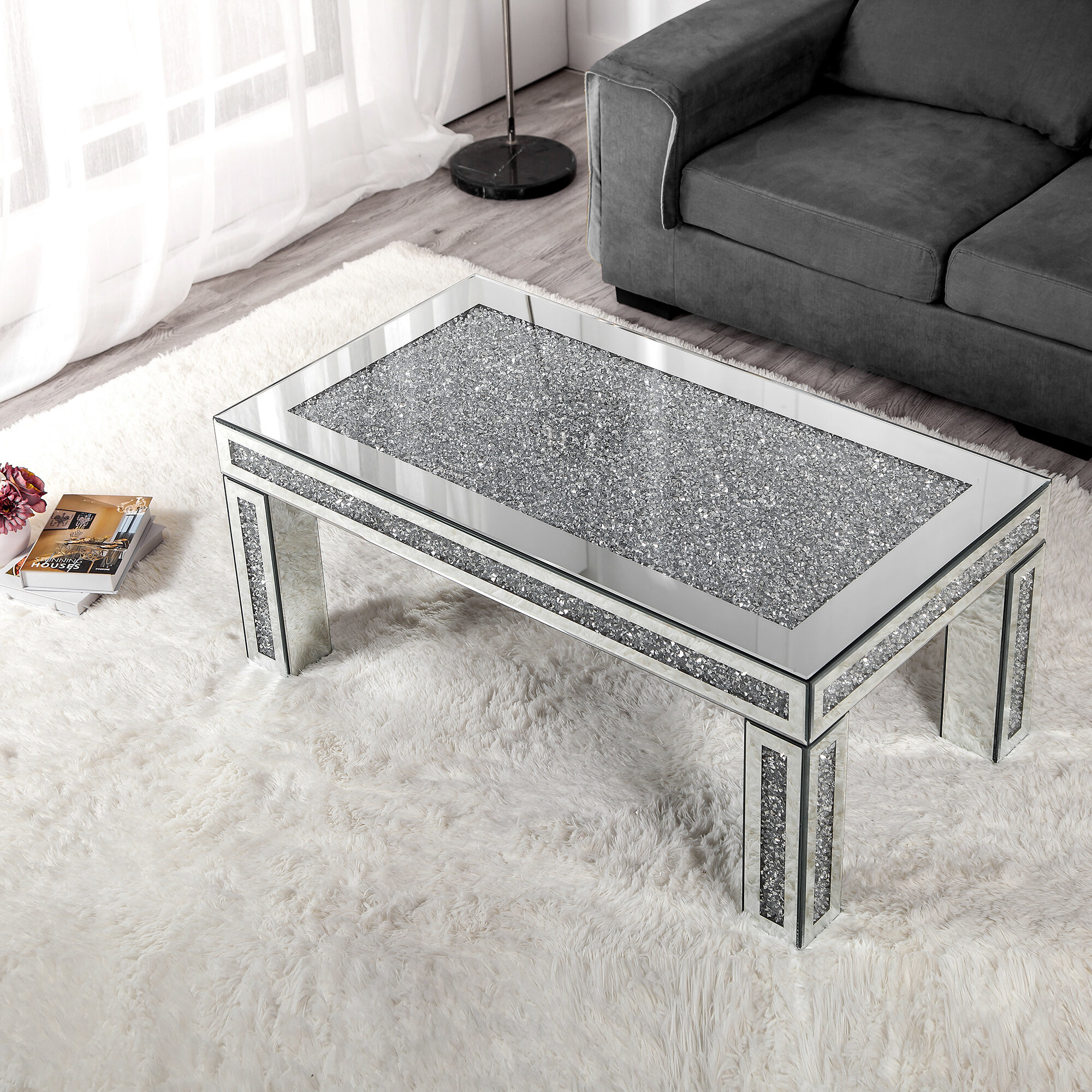 diamond glass coffee table