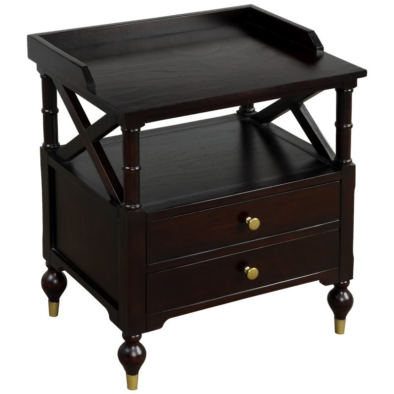 Rosdorf Park Huskins 2 Drawer Solid Wood Nightstand In Black Cherry Wayfair