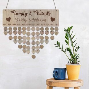 New Year Wooden Family Birthday Reminder Calendar Board Wall Hanging 2020 Decor 