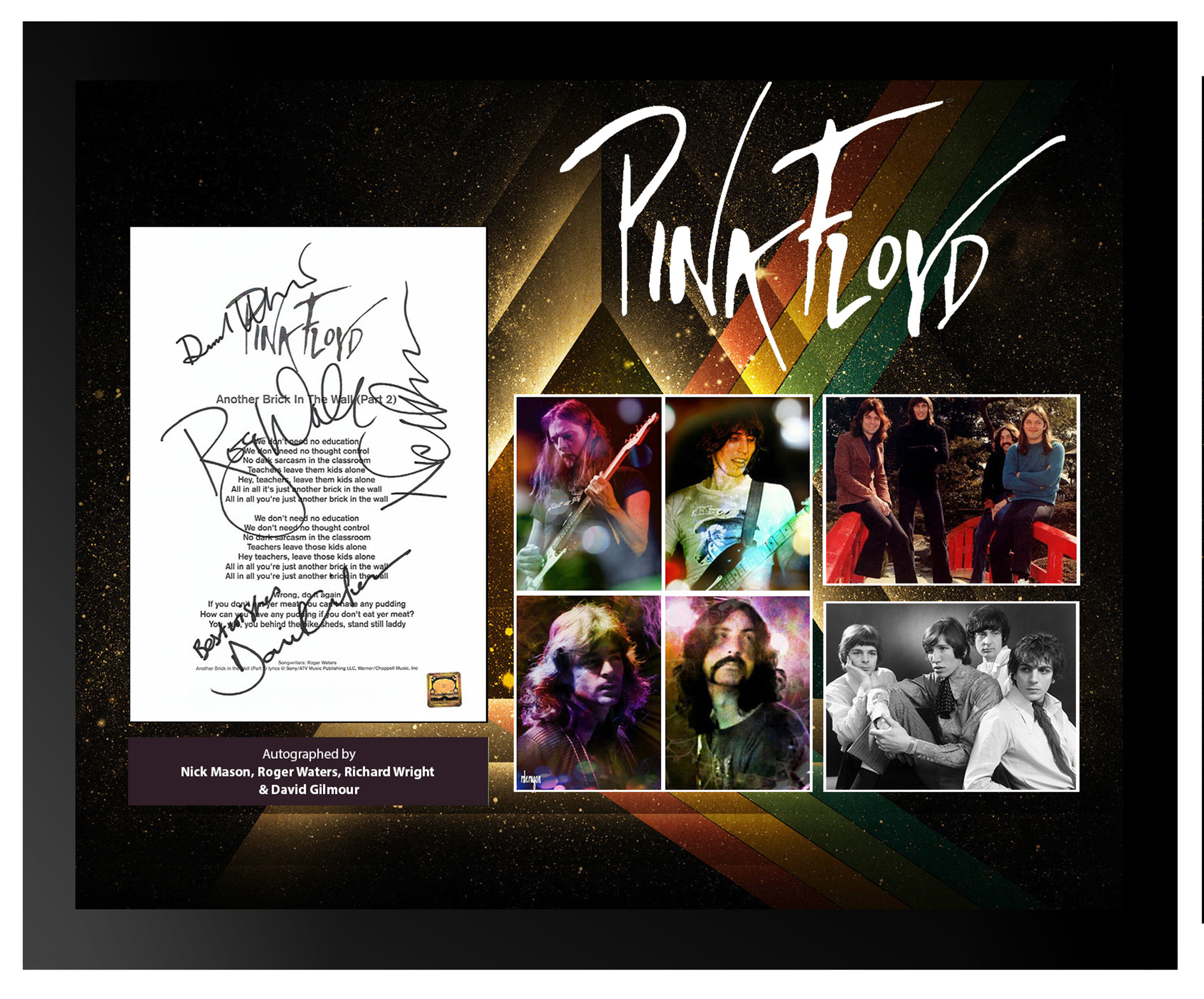 Luxewest Autographed Lyric Pink Floyd Comfortably Numb Framed