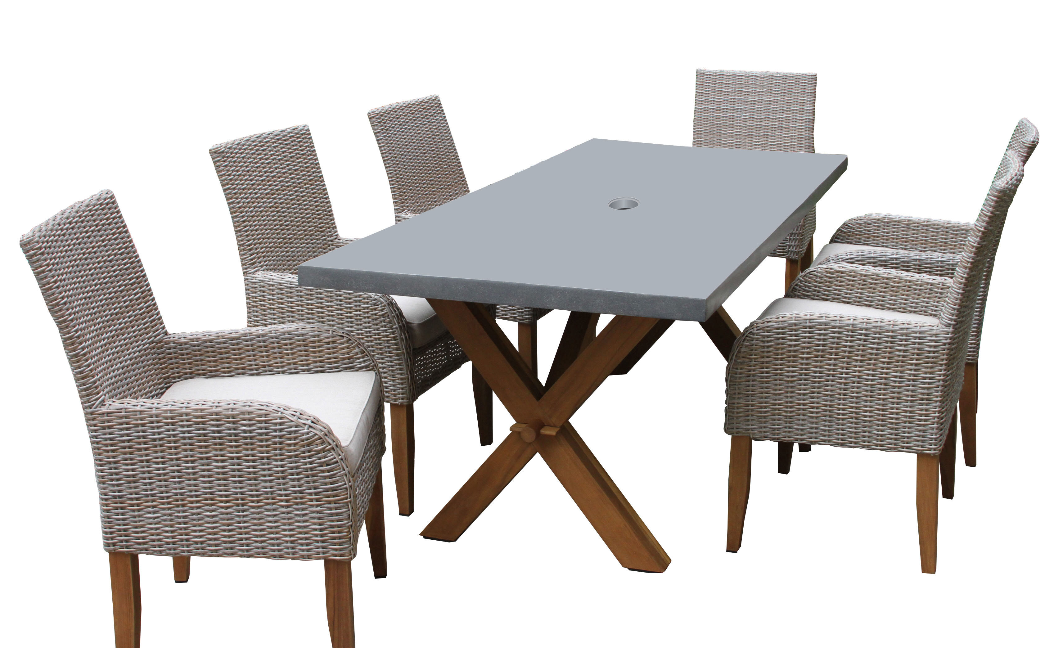 Rex 7 Piece Teak Dining Set With Sunbrella Cushions Reviews Joss Main