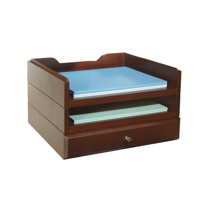 Darby Home Co Beaumys Stacking Wood Desk Organizers 2 Trays 1