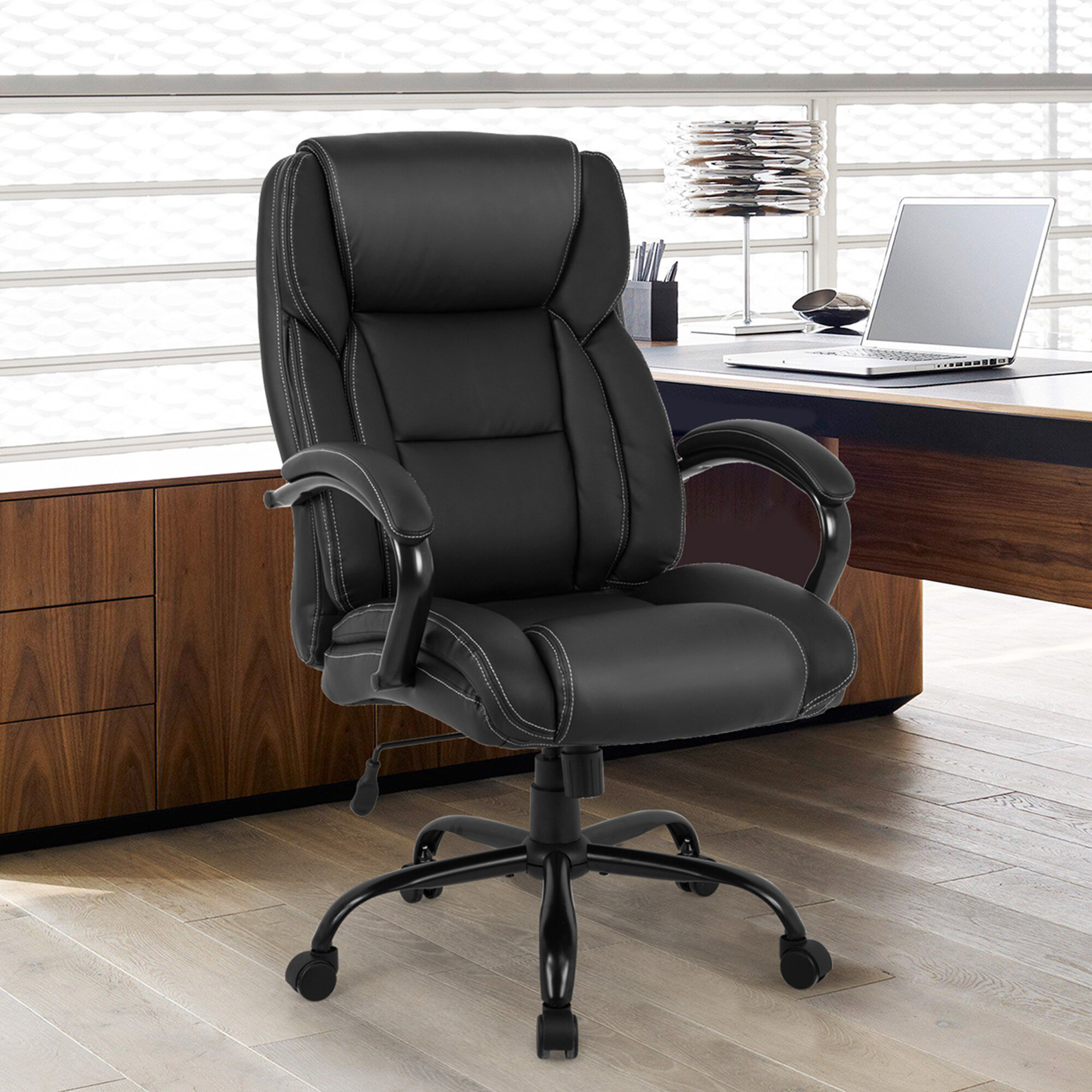 500 lb Heavy Duty High Back Big and Tall Desk Executive Ergonomic leather Chair 