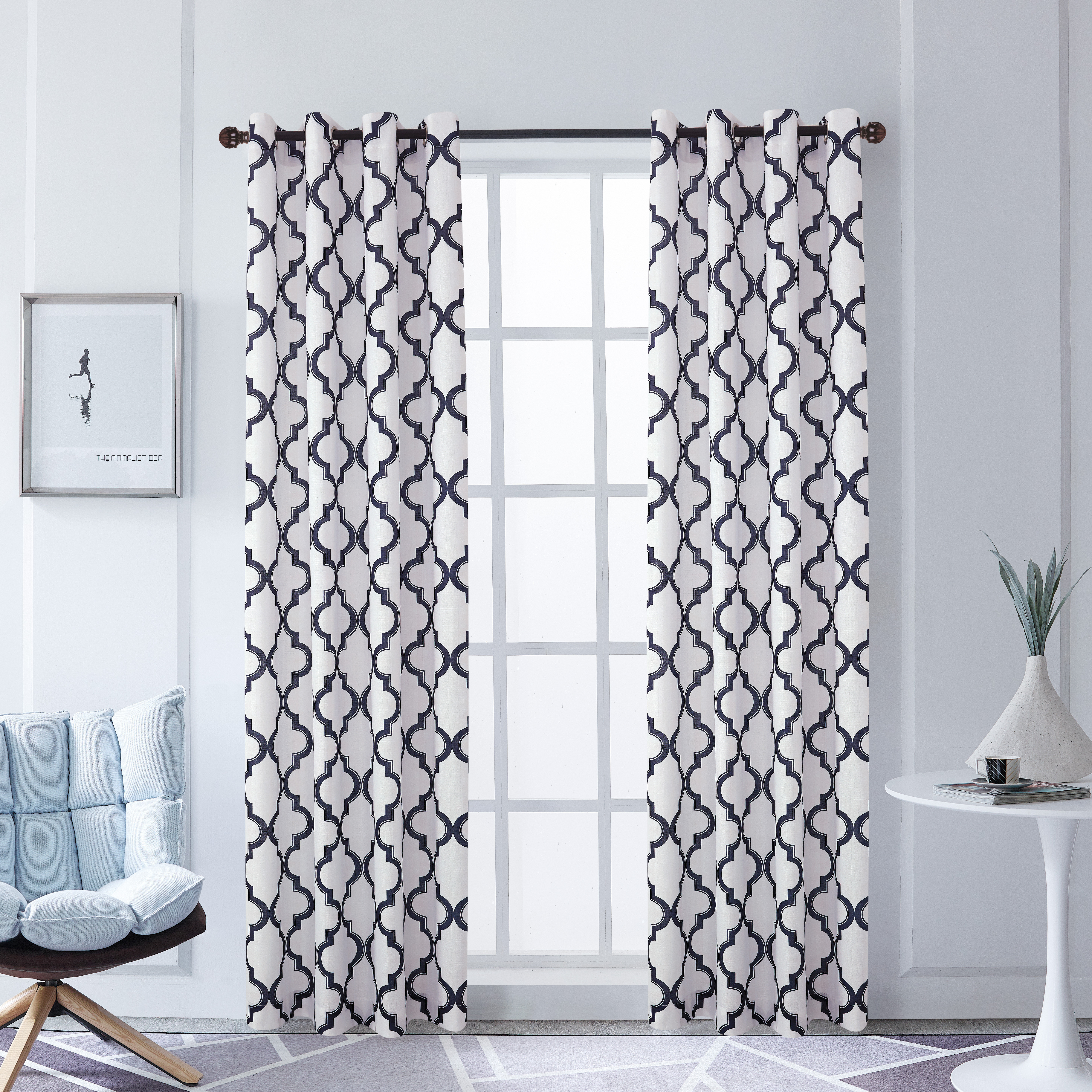 Lyndale Decor Morocco Geometric Semi Sheer Grommet Single Curtain