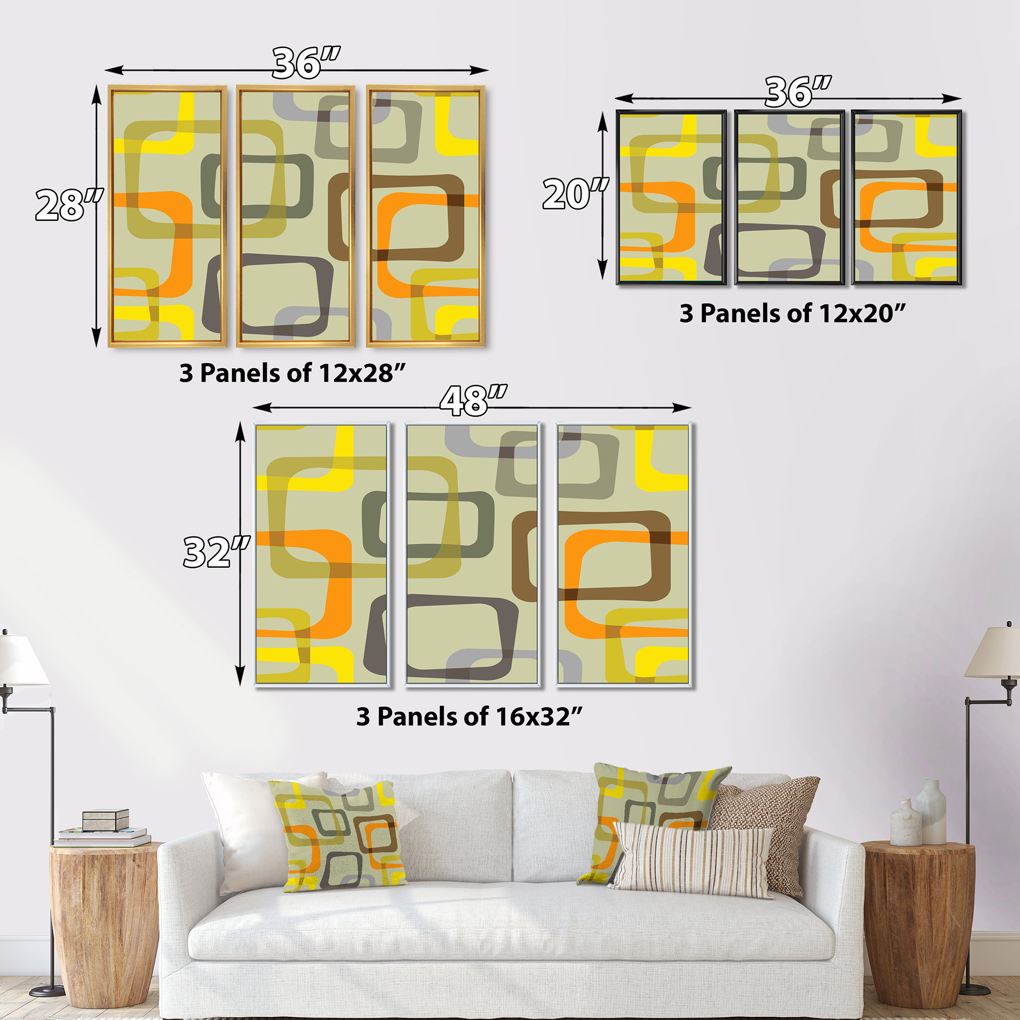 George Oliver Retro Square Design VII - 3 Piece on | Wayfair