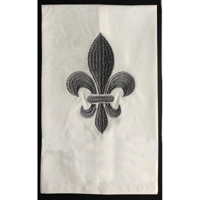 100/% Cotton Waffle Weave with Embroidered Design /"Fleur de Lis/" Dish Towel
