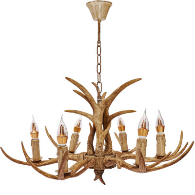 Oconto 6-Light Vintage Style Resin Deer Horn Ceiling Light INCOMPLETE 