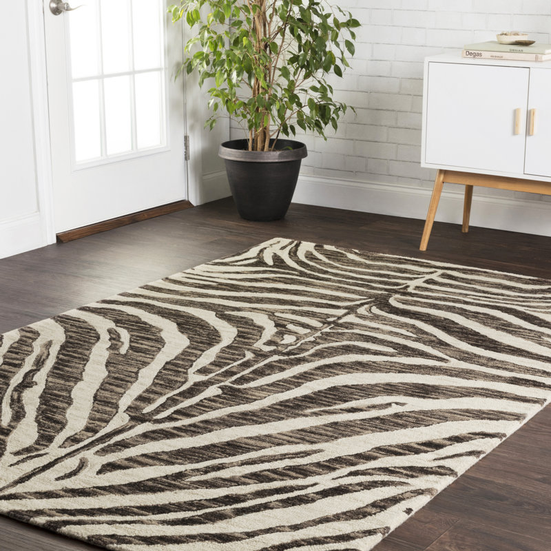 Masai Hand Hooked Wool Black Brown Ivory Beige Area Rug Reviews Allmodern