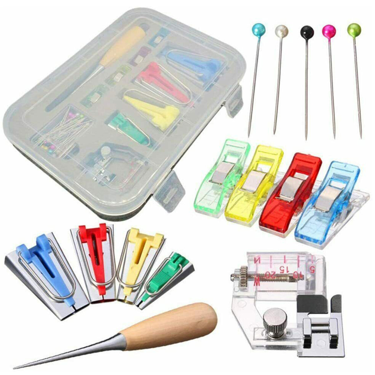 Binding Tools for Quilting Bias Tape Maker Tool Set of 4 Sizes DIY Patchwork Sewing Accessories Tools Set 12-in 1 Single/Double Fold Sewing Bias Tape Maker Set Bias Tape Makers Kit 