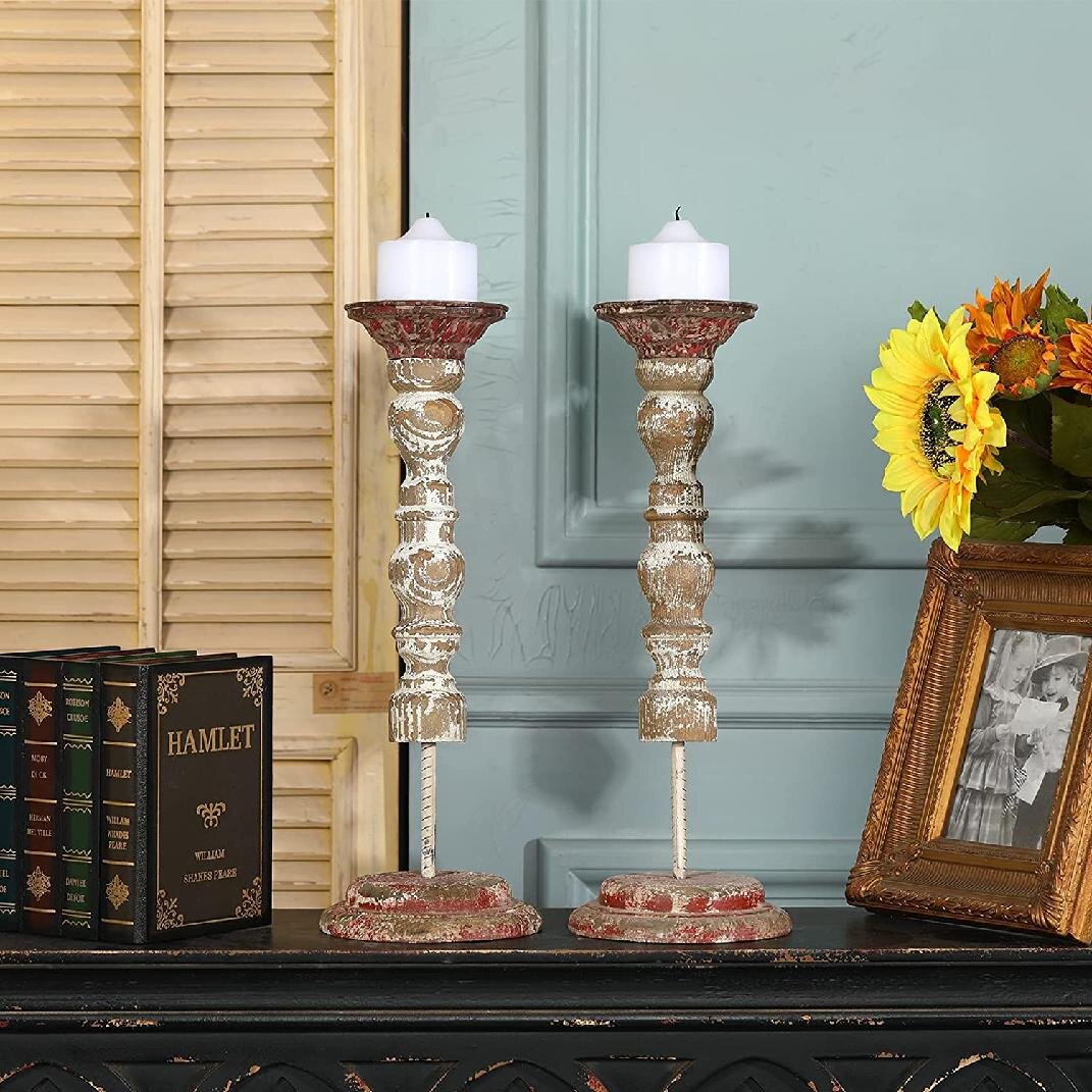 1 Pc Wedding wooden candle holder candlestick Tall vintage pillar candles home d 
