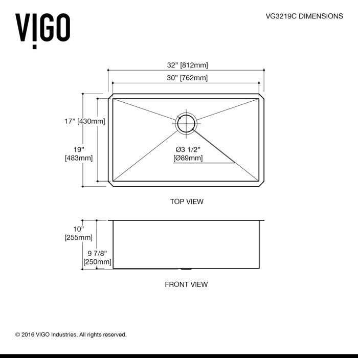 Vigo Ludlow 32 L X 19 W Undermount Kitchen Sink With Edison