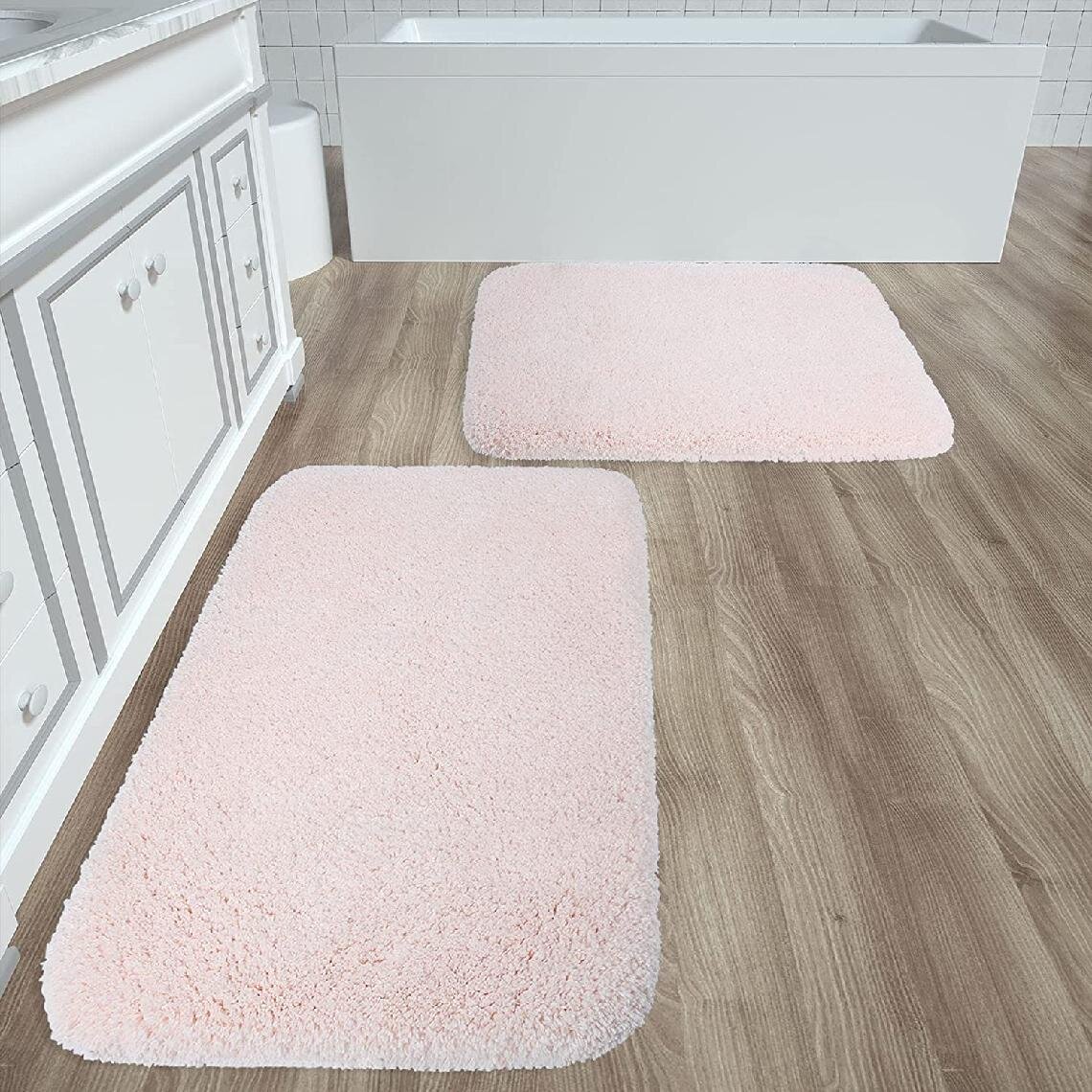 Non-slip Bathroom Rug Shaggy Shower Mat Water Absorbent Soft Microfiber Mat 