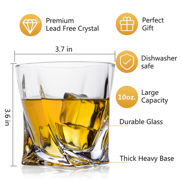 Set of 6 15 oz Clear Soiree Double Old Fashioned Whiskey Glasses 