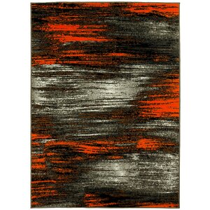 Abstract Orange/Gray Area Rug