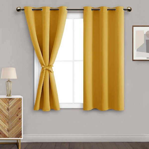 Deconovo Yellow Curtains Pencil Pleated Thermal Insulated Blackout Curtains for Living Room 46 x 54 Inch Mustard Yellow 1 Pair