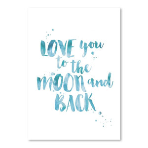 Love You To Moon Back Watercolor Paper Print