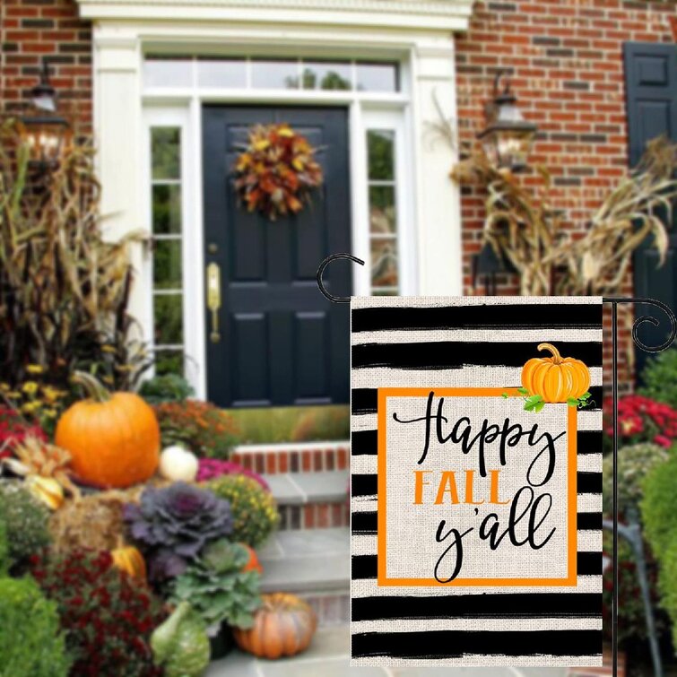 Pumpkin Print Both Sides Small House/ Garden Flag 12.5" x 18” Welcome Fall 