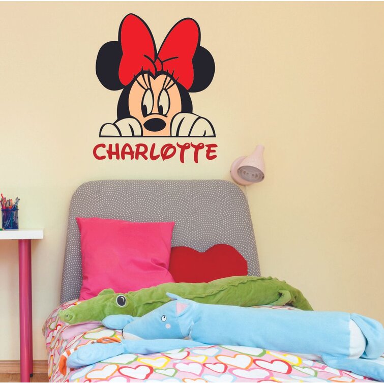 Cartoon Minnie Wall Stickers Flower For Rooms Children Bedroom Living Room