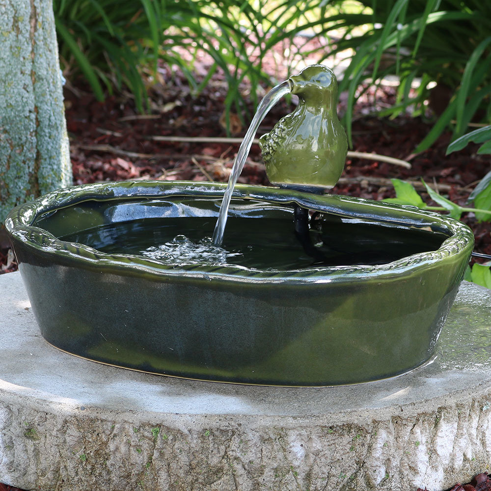 Ayla Ceramic Solar Glazed Dove Water Fountain Reviews Birch Lane