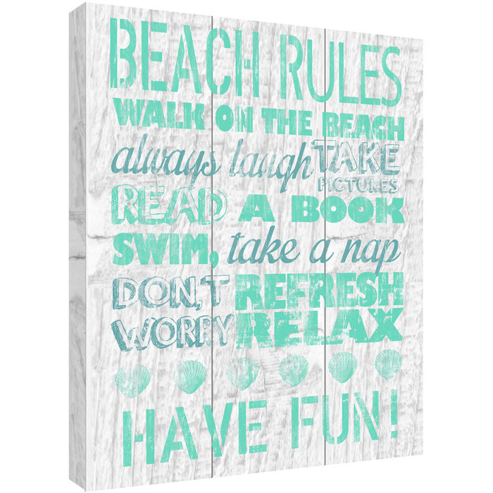 Ptm Images Beach Rules Wrapped Canvas Textual Art On Canvas