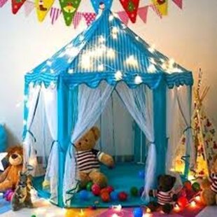 Girls Blue Play Tent Teepee Kids Playhouse Sleeping Dome Portable Outdoor Toys 