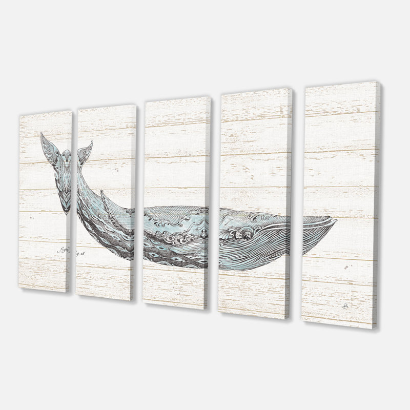 East Urban Home Blue Whale Handpainted Watercolor Print Multi