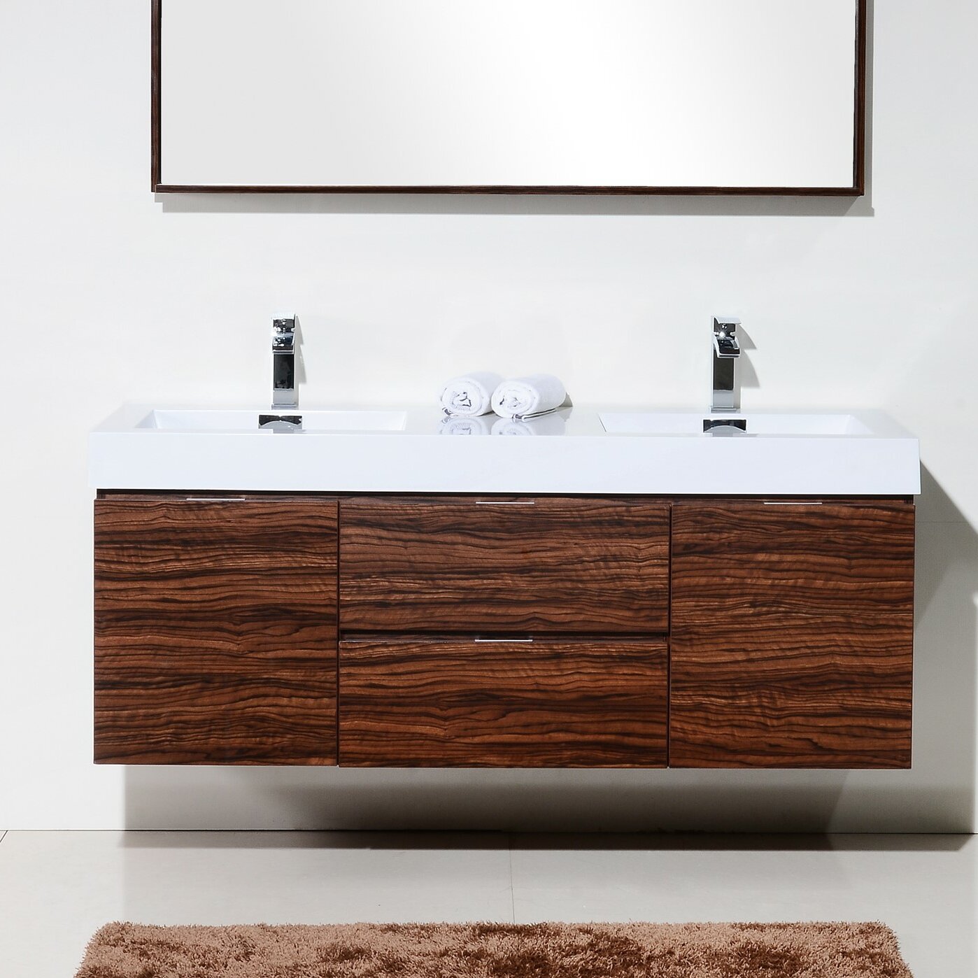 Wade Logan Tenafly 59 Wall Mounted Double Bathroom Vanity Set