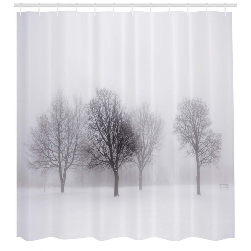 East Urban Home Winter Foggy Winter Scene With Leafless Tree Branch In Hazy Weather Artsy Print Shower Curtain Set Reviews Wayfair