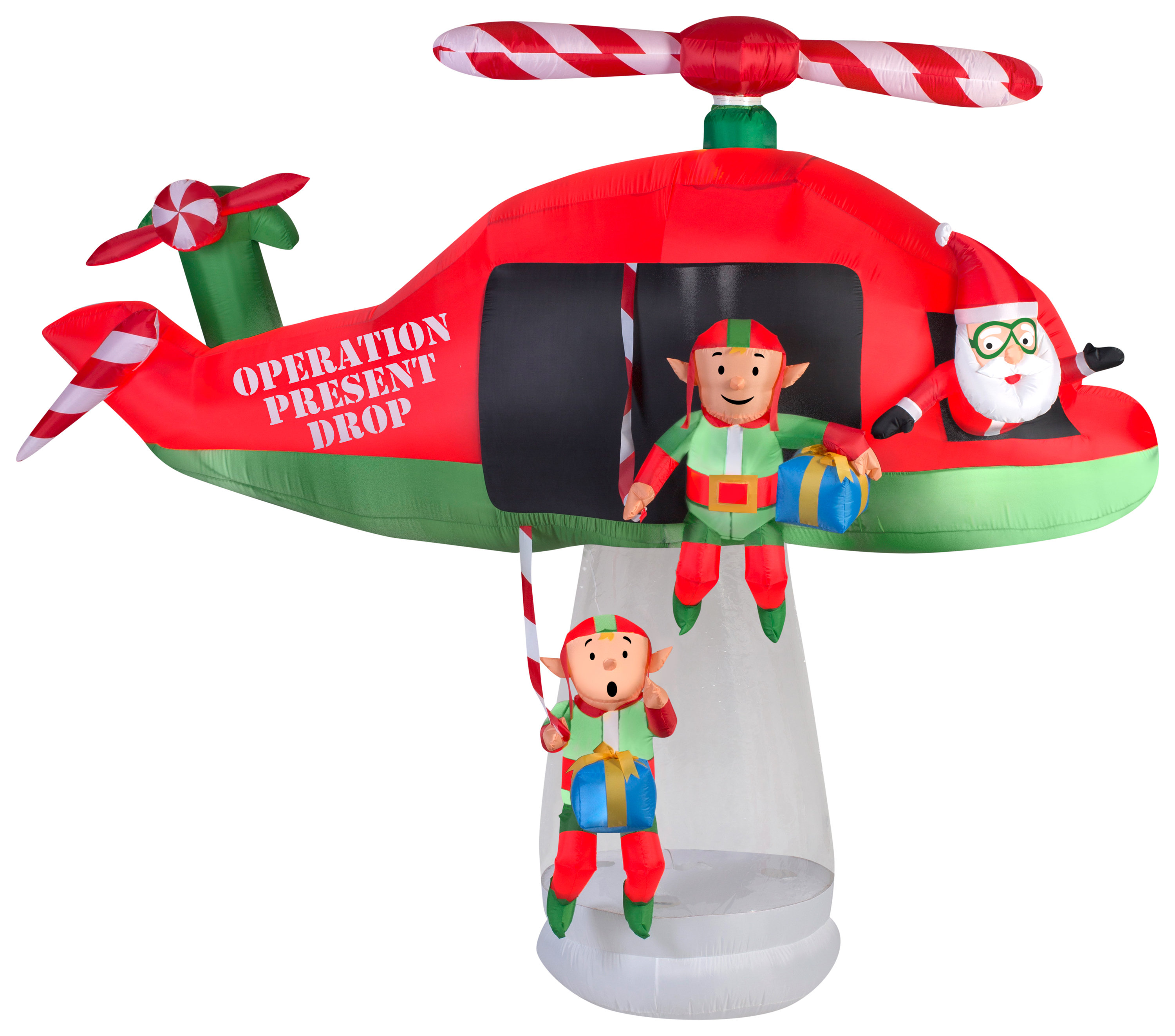 The Holiday Aisle Animated Santa And Elves In Helicopter Scene Inflatable Wayfair