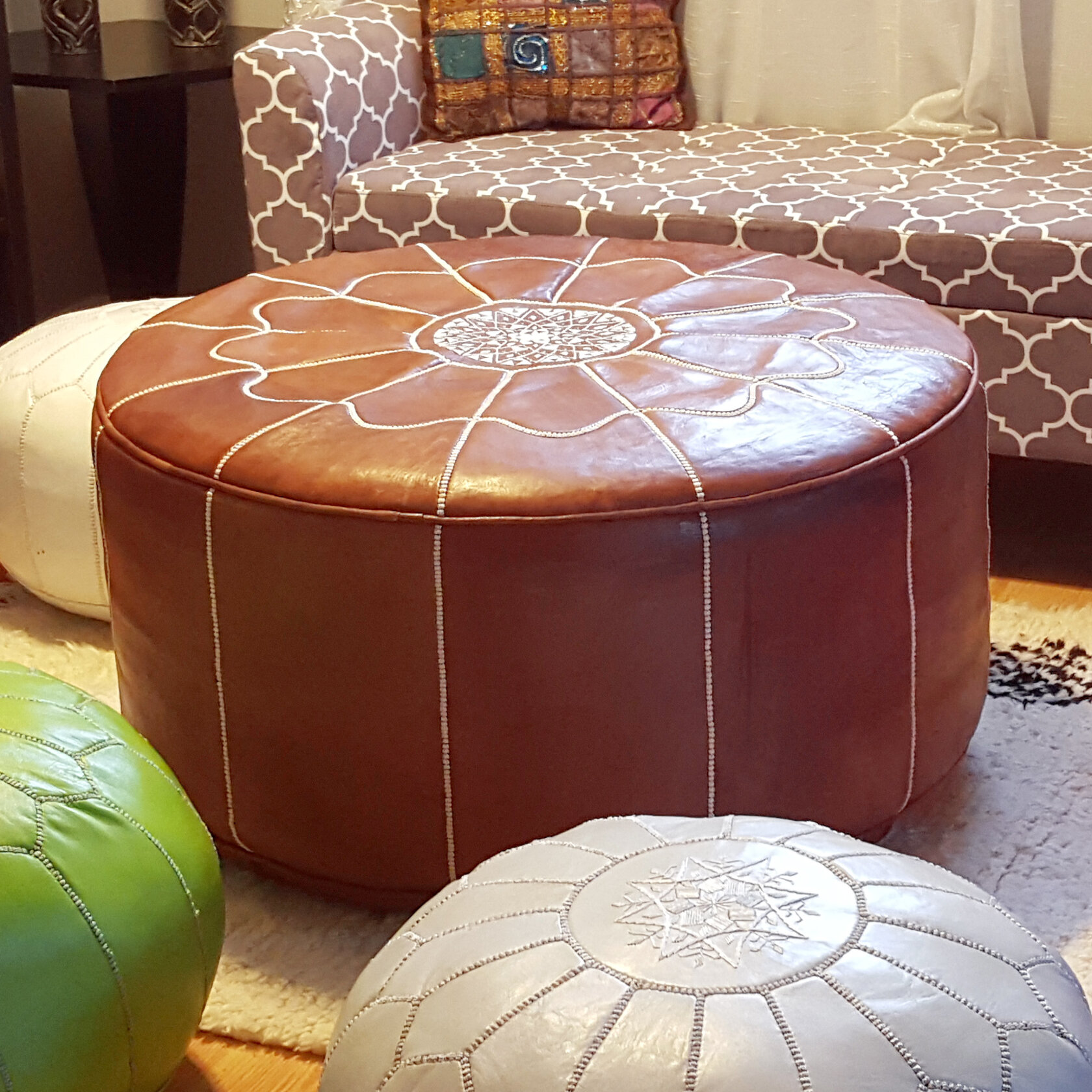 Dakota Fields Rummel Giant Moroccan Leather Pouf Wayfair