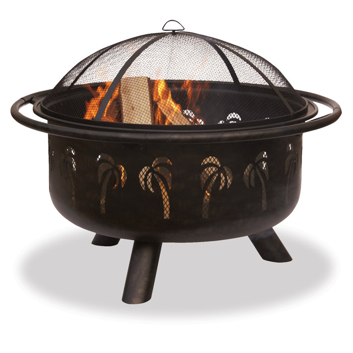 Mr Bar B Q Rhino Palm Tree Steel Wood Burning Fire Pit Wayfair