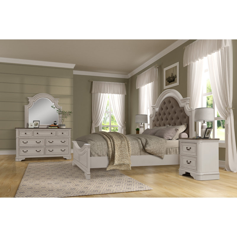 One Allium Way Lilia Oak Wood Standard 4 Piece Bedroom Set Reviews Wayfair Ca