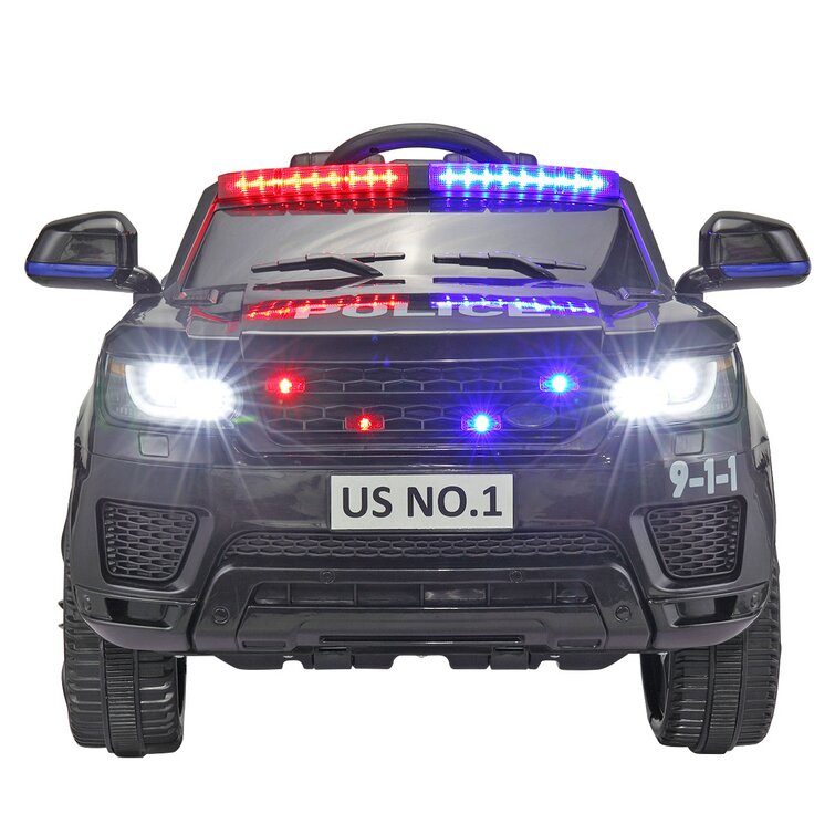 12V Kids Ride On Car Police Sports car,2.4GHZ Remote Control,LED Lights,Siren,Microphone,Black